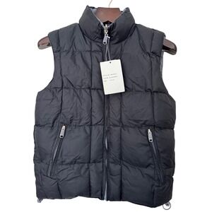 Avalon Sport Womens Reversible Black Grey‎ Down Puffer Vest Jacket Size L NWT